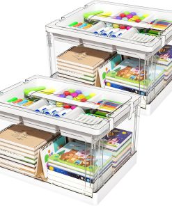24QT 2Packs Clear Craft Organizers and Storage with Trays | Art Supply Organizer and Storage. Craft Storage Box with Lid for Beads. Markers. Coloring Books. Sewing. Playdoh and Tools